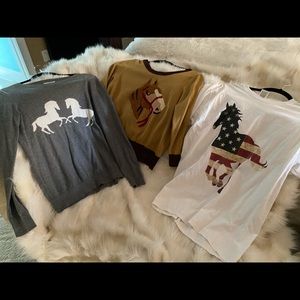 3 Horse shirts/ sweaters